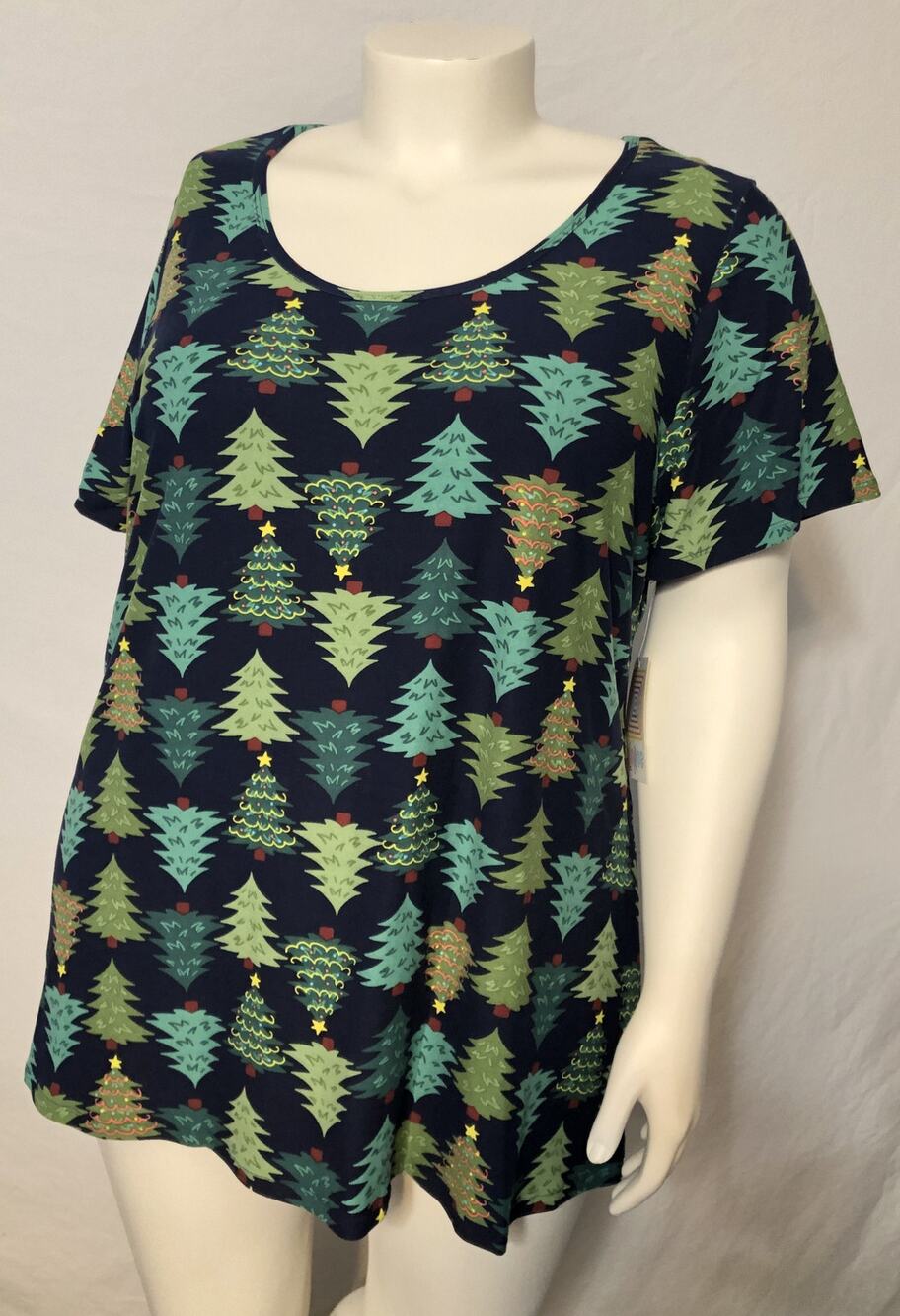 LuLaRoe Christmas Tree Top Shirt 3XL Plus Size Classic T Navy Holiday Tee New
